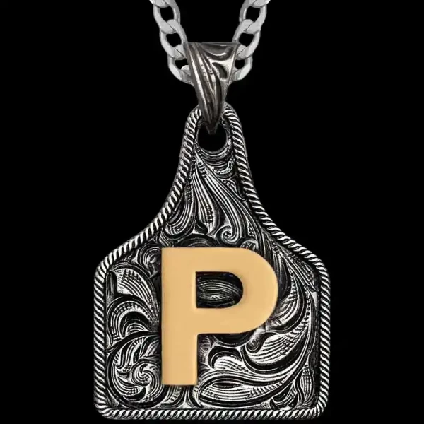 Texas Size Initial Cow Tag Necklace